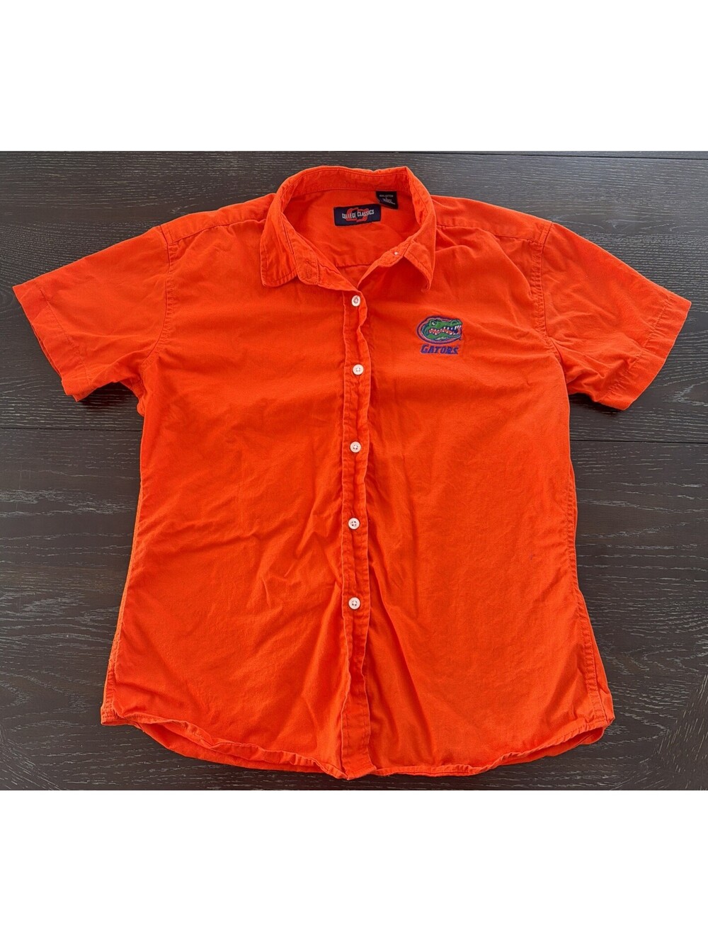 College Classics UF Gators Orange Short Sleeve Button Down Shirt – Kids L
